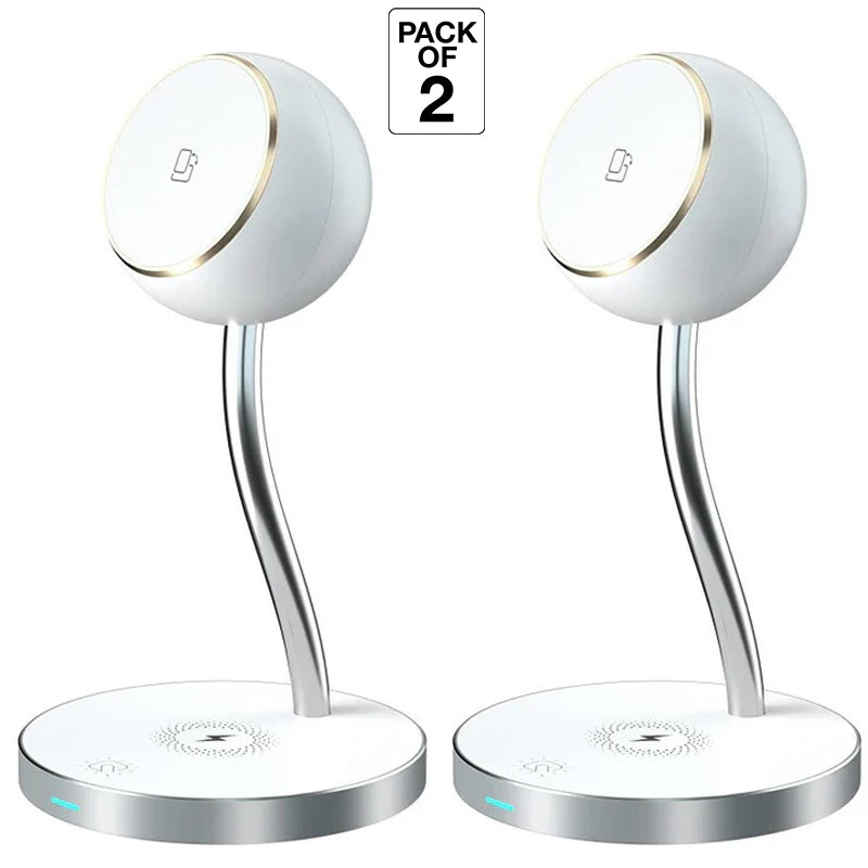 3 in 1 Magnetic Charger Station 15W Fast Charging - White, (Pack of 2) 3 in 1 Magnetic Charger Station 15W Fast Charging - White, (Pack of 2)